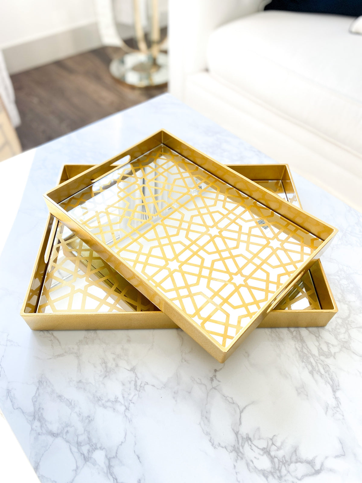 Gold Tray with Mirror Top | HTS HOME DECOR