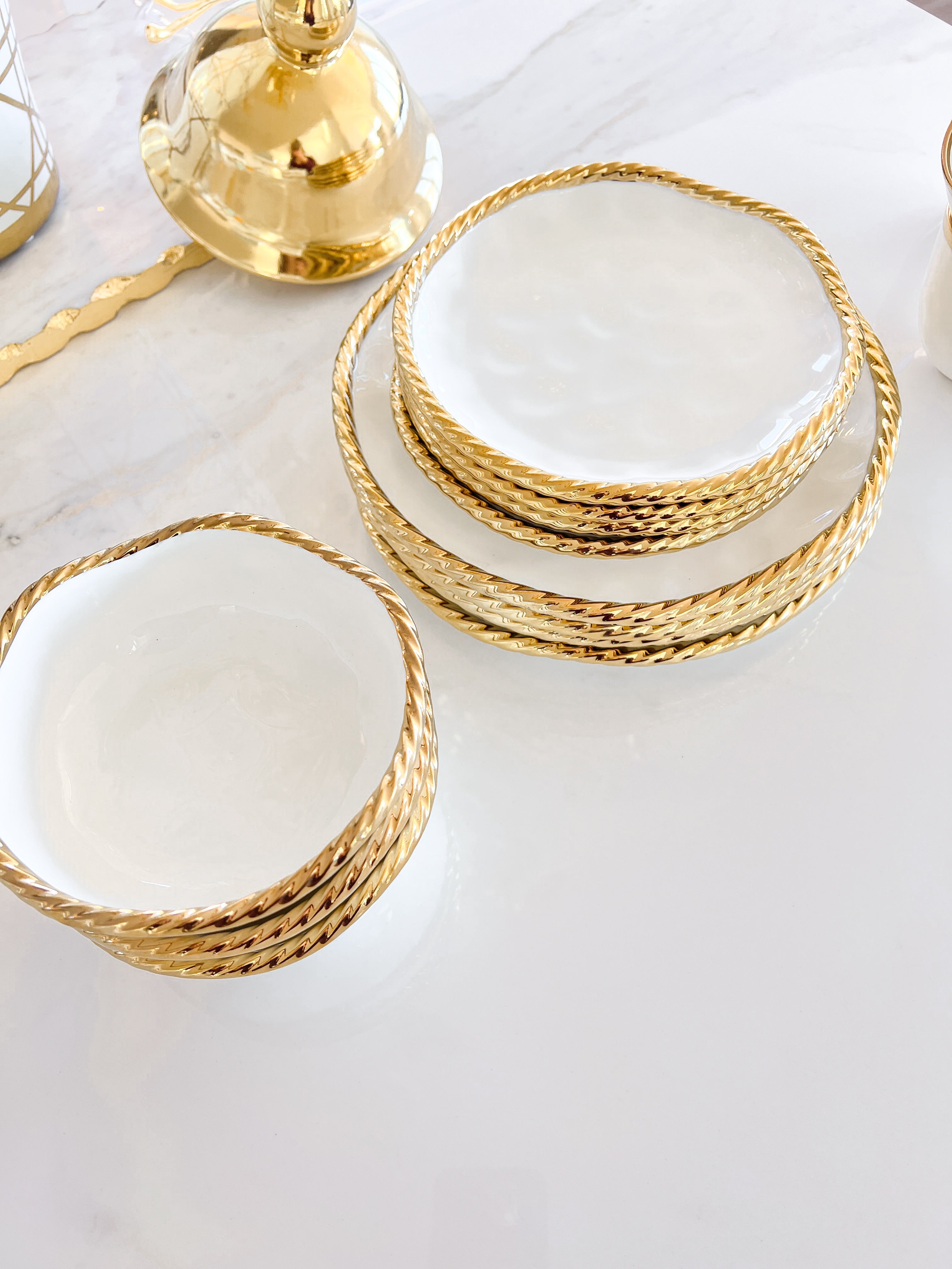 Gold Twisted Rope Salad Plate (Set of 4) - HTS HOME DECOR