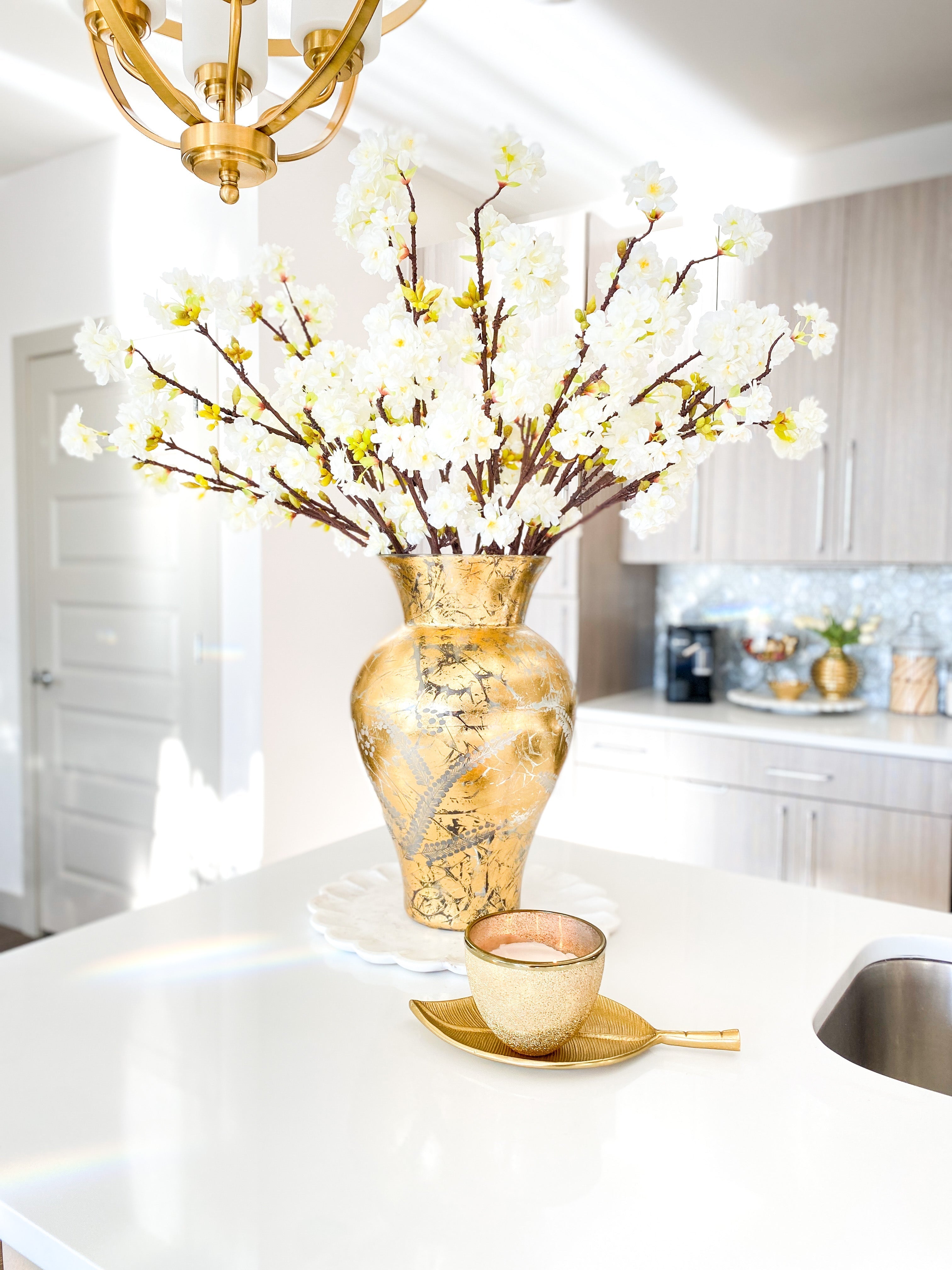 Large Gold Foil Glass Vase - HTS HOME DECOR
