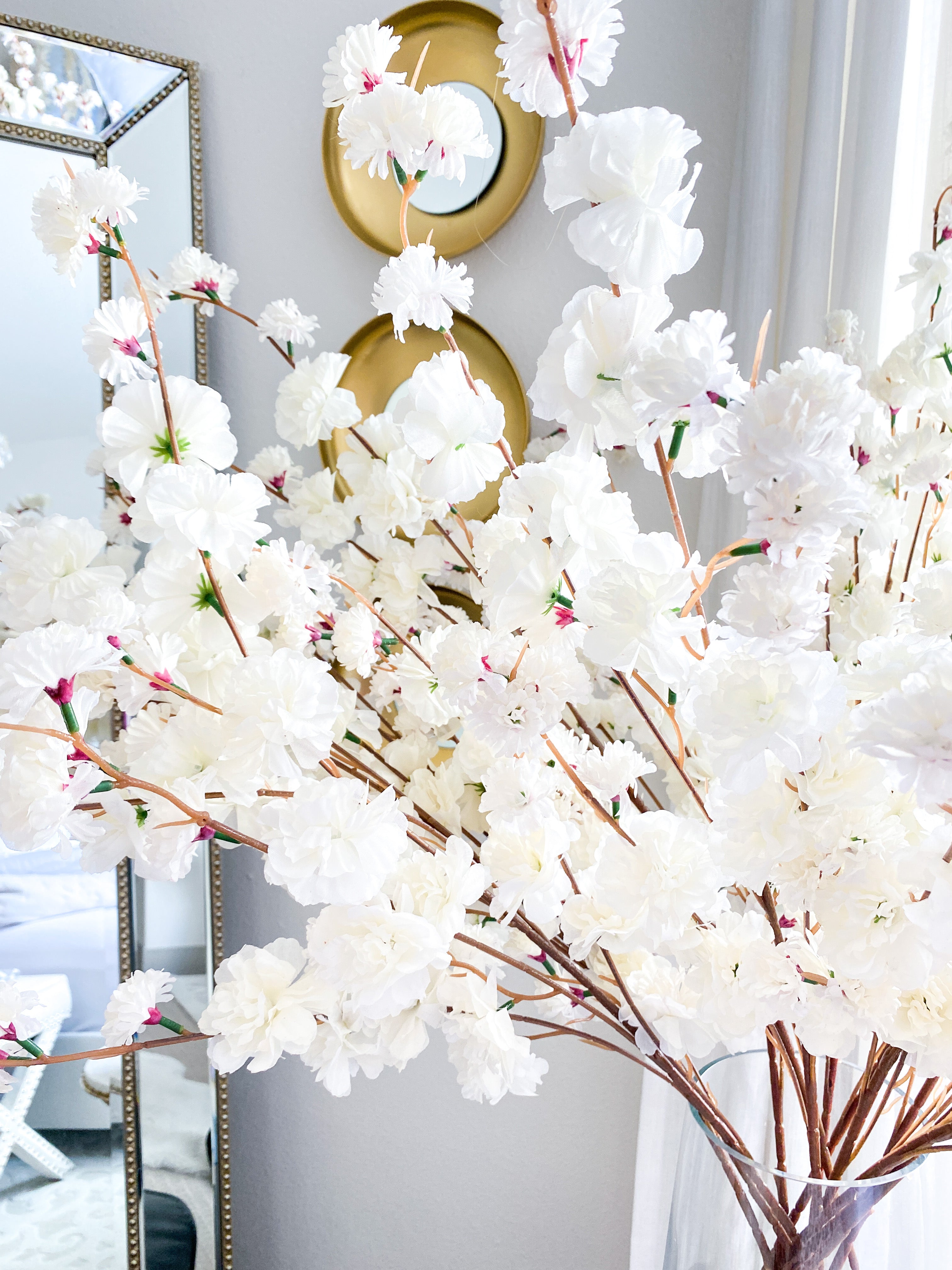 Light Ivory Cherry Blossom 39" (Pack of 3 Stems) - HTS HOME DECOR