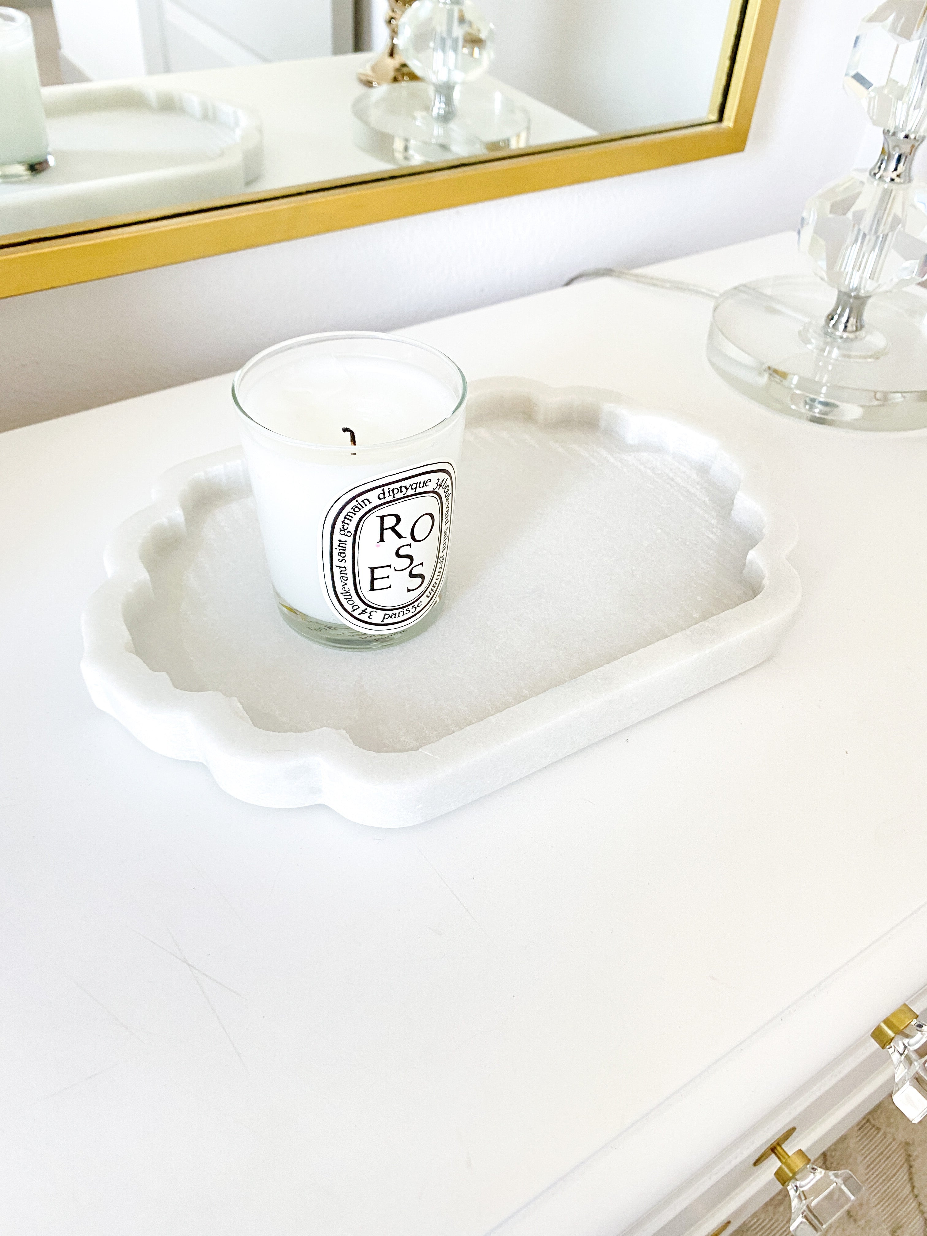 Lotus Shape Marble Tray (Two Sizes) - HTS HOME DECOR