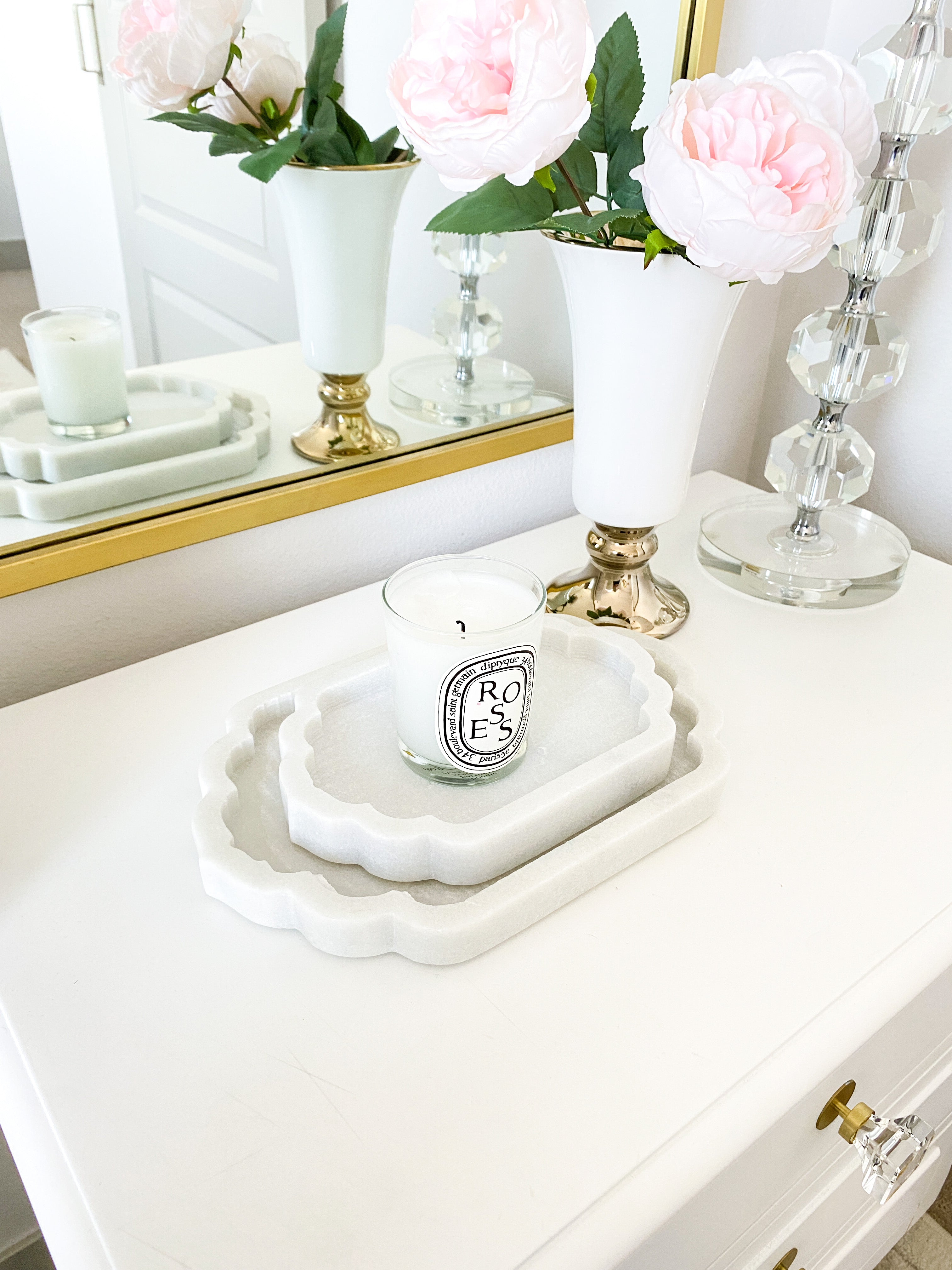 Lotus Shape Marble Tray (Two Sizes) - HTS HOME DECOR