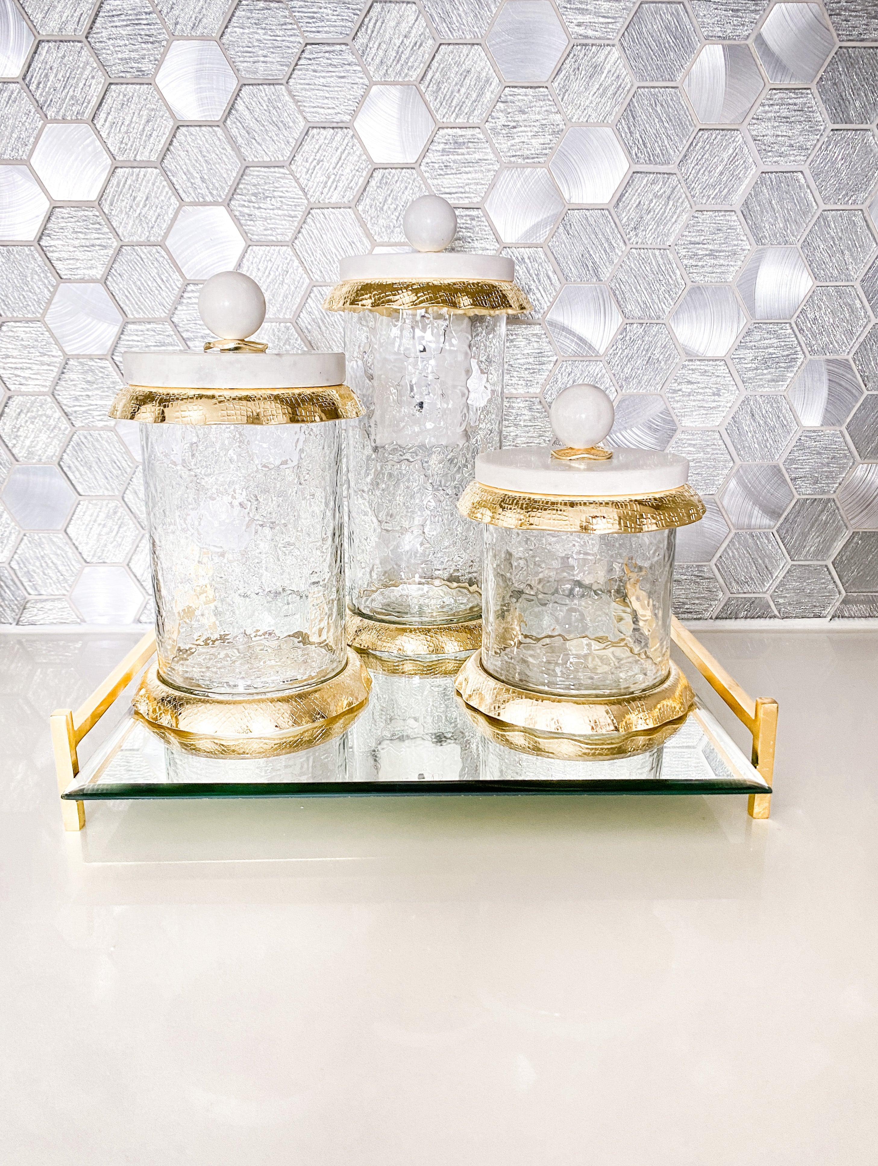 Marble Gold Canister (3 Sizes) - HTS HOME DECOR