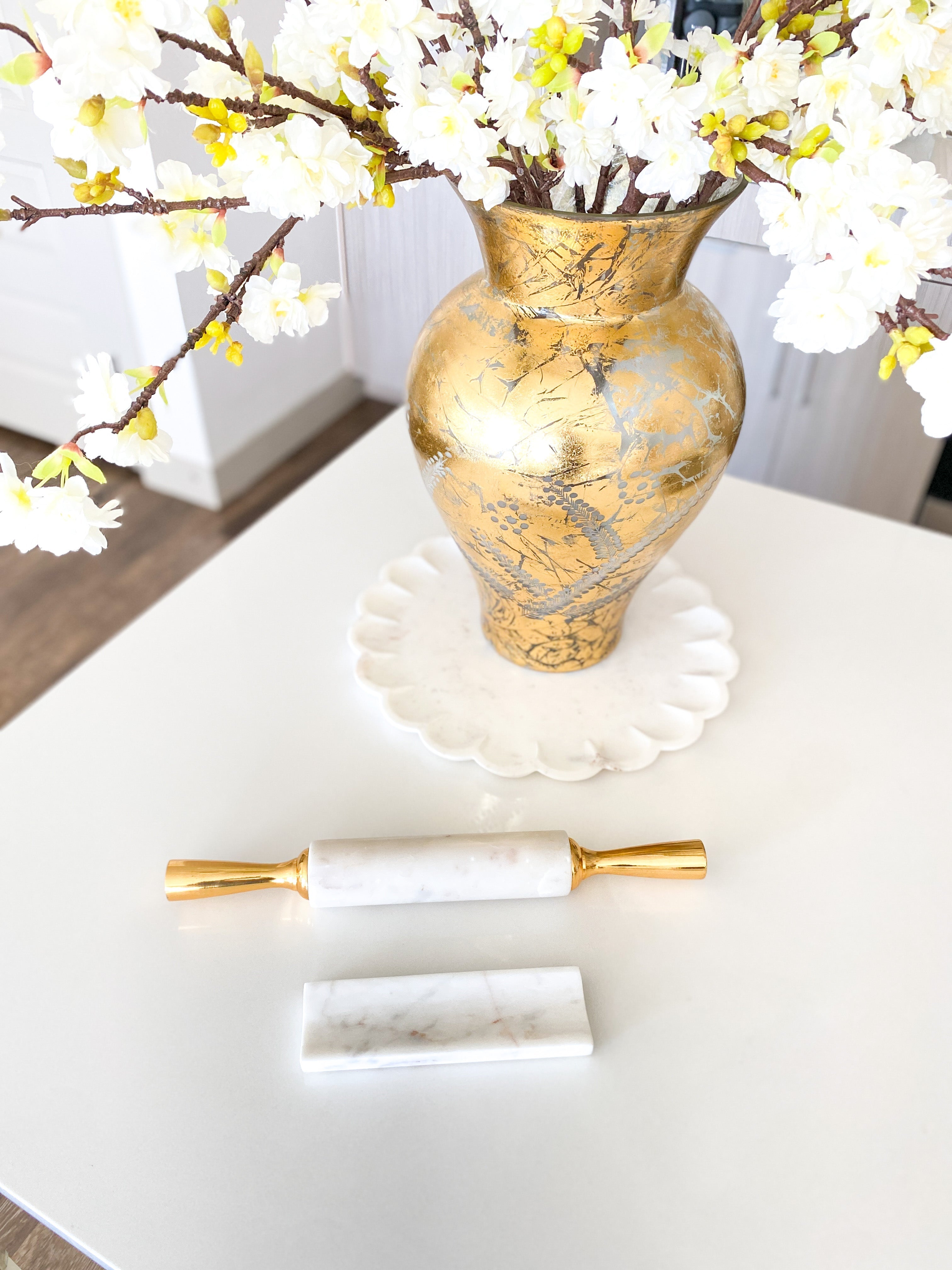 Marble Rolling Pin with Gold Handle - HTS HOME DECOR