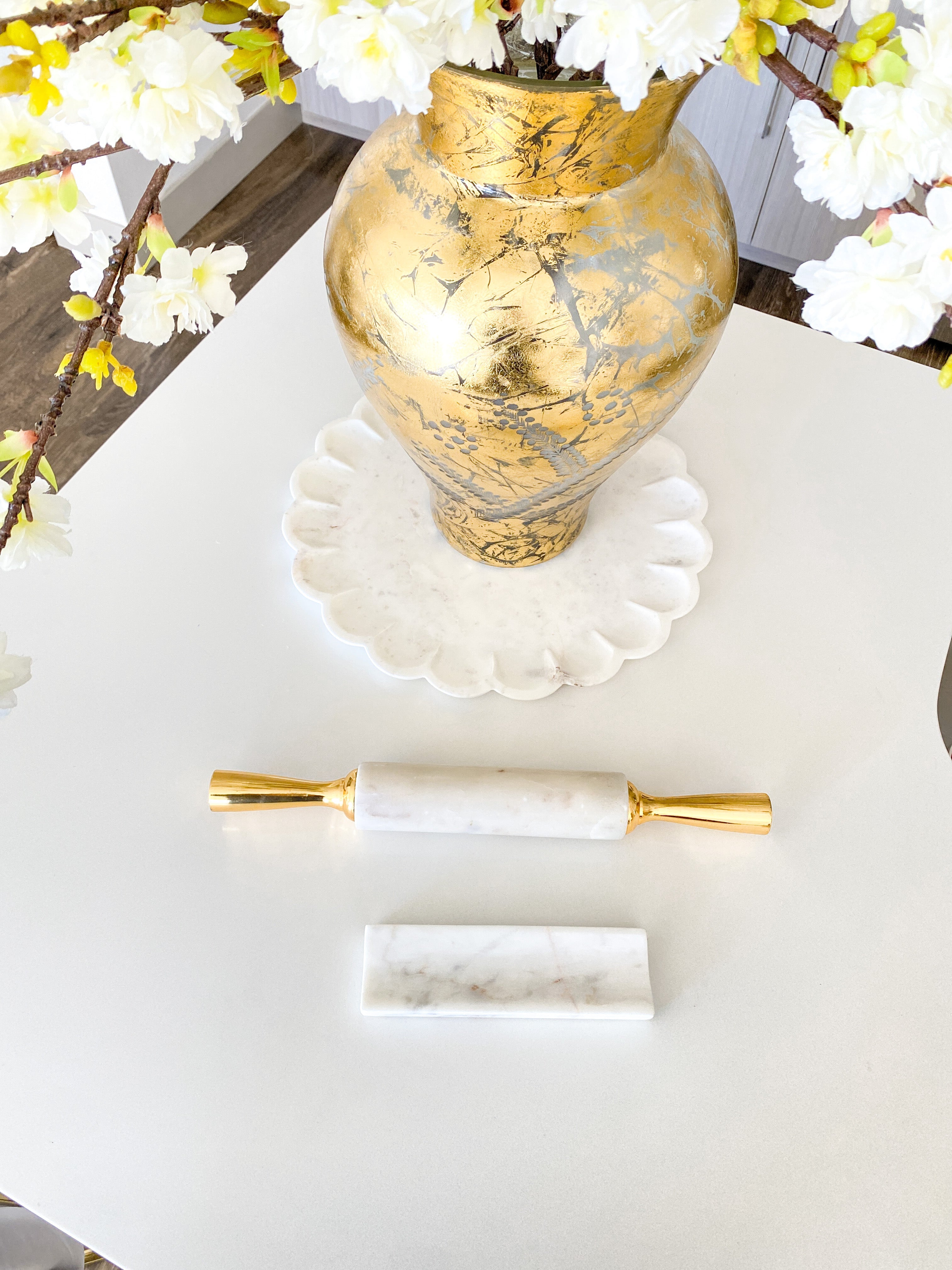 Marble Rolling Pin with Gold Handle - HTS HOME DECOR