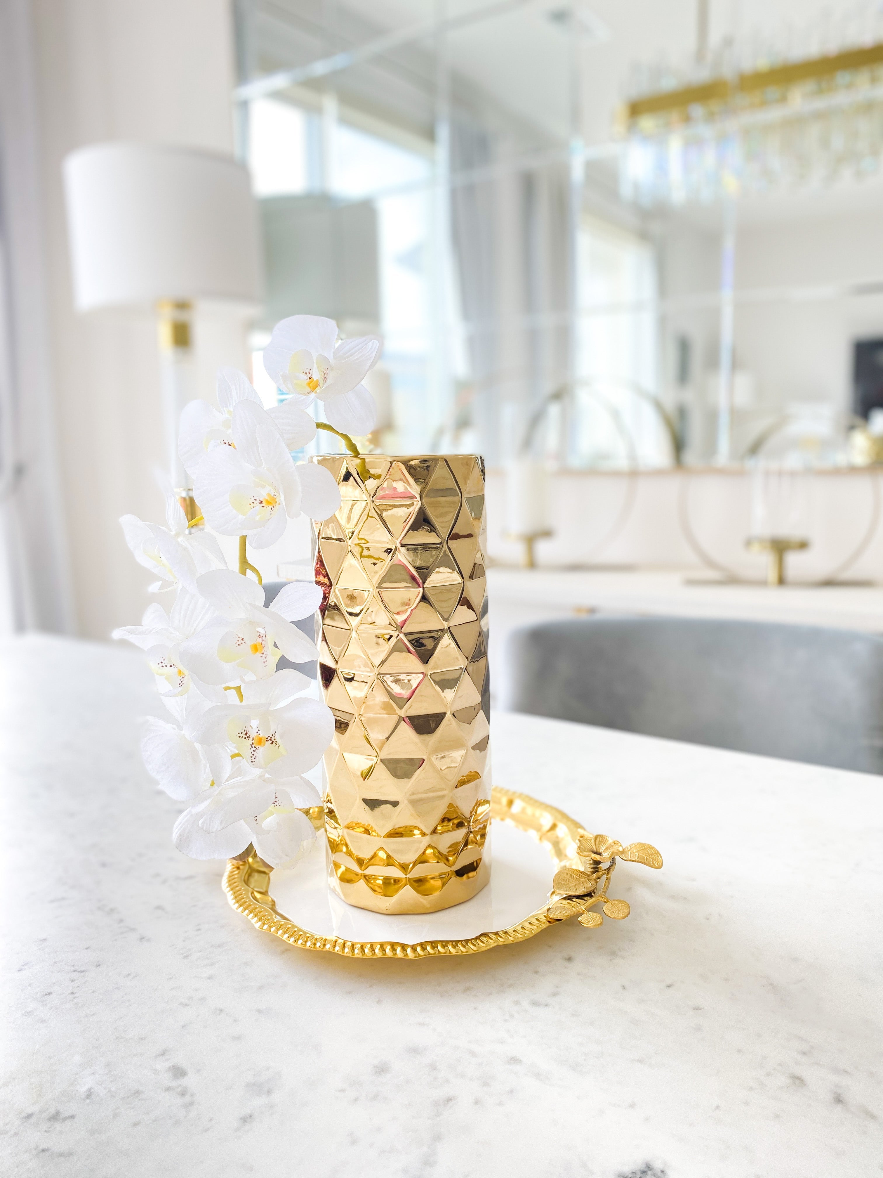 Metallic Gold Textured Vase - HTS HOME DECOR