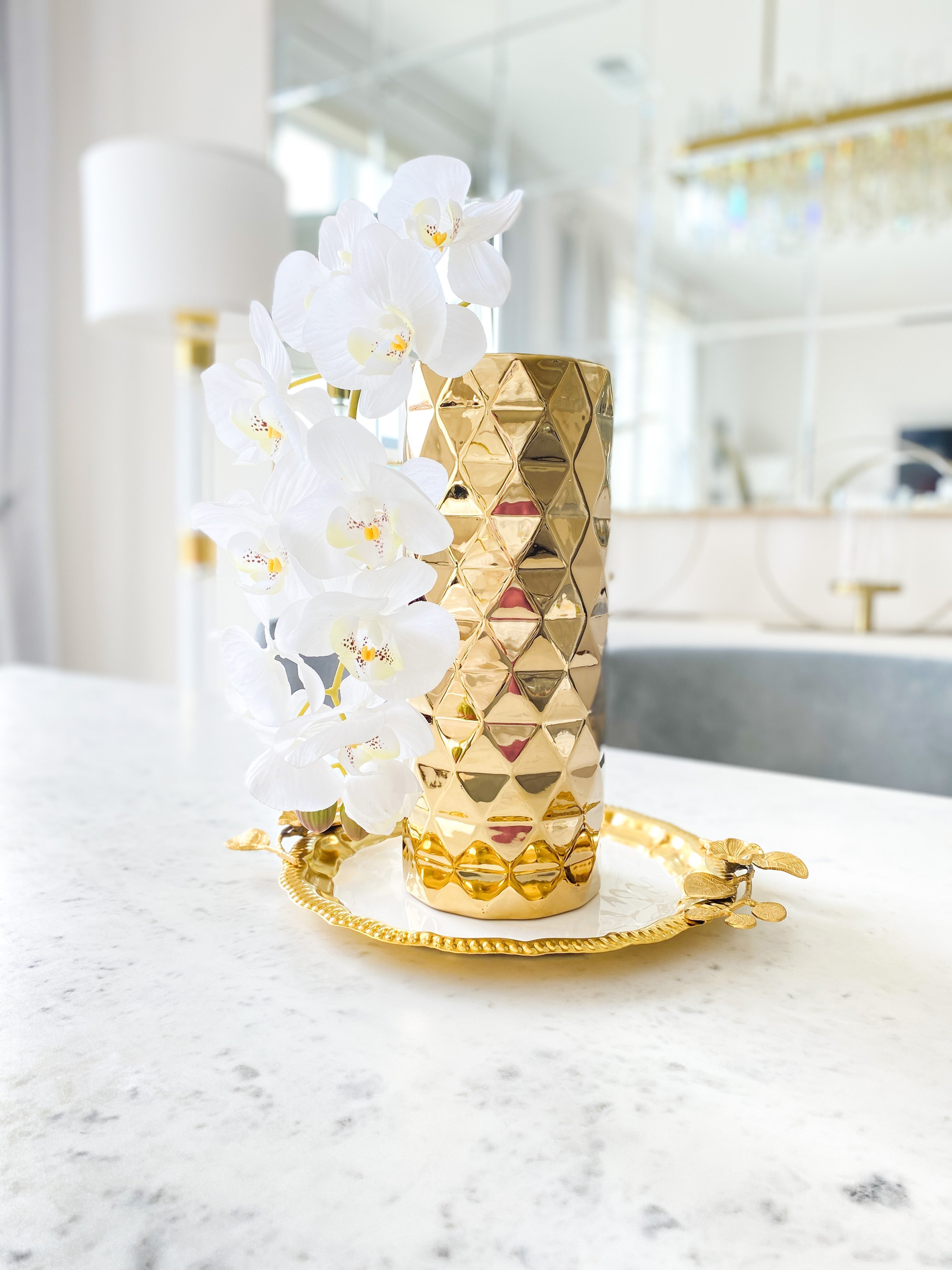 Metallic Gold Textured Vase - HTS HOME DECOR
