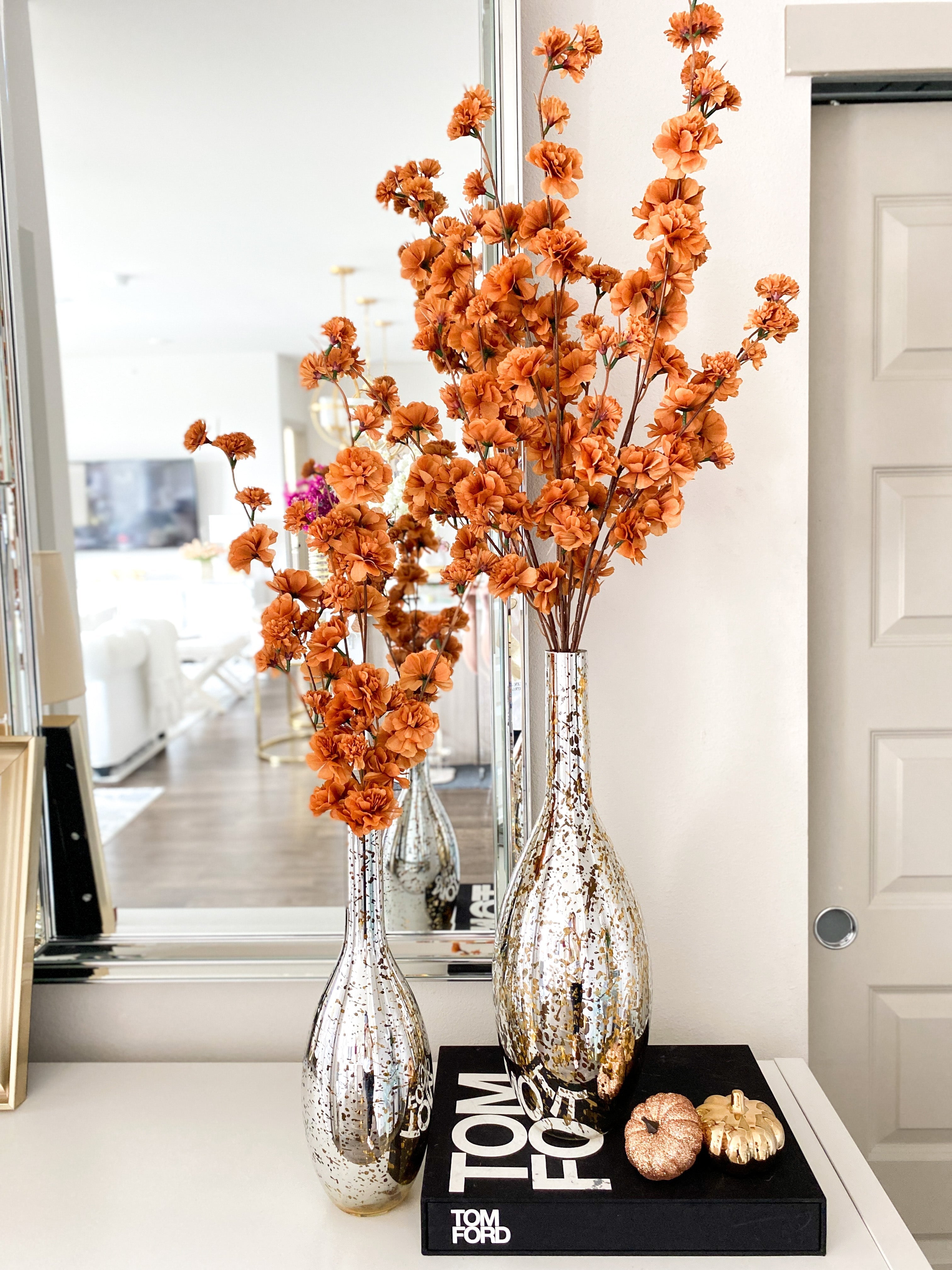 Orange Fall Floral Stems ( Pack of 3 Stems ) - HTS HOME DECOR
