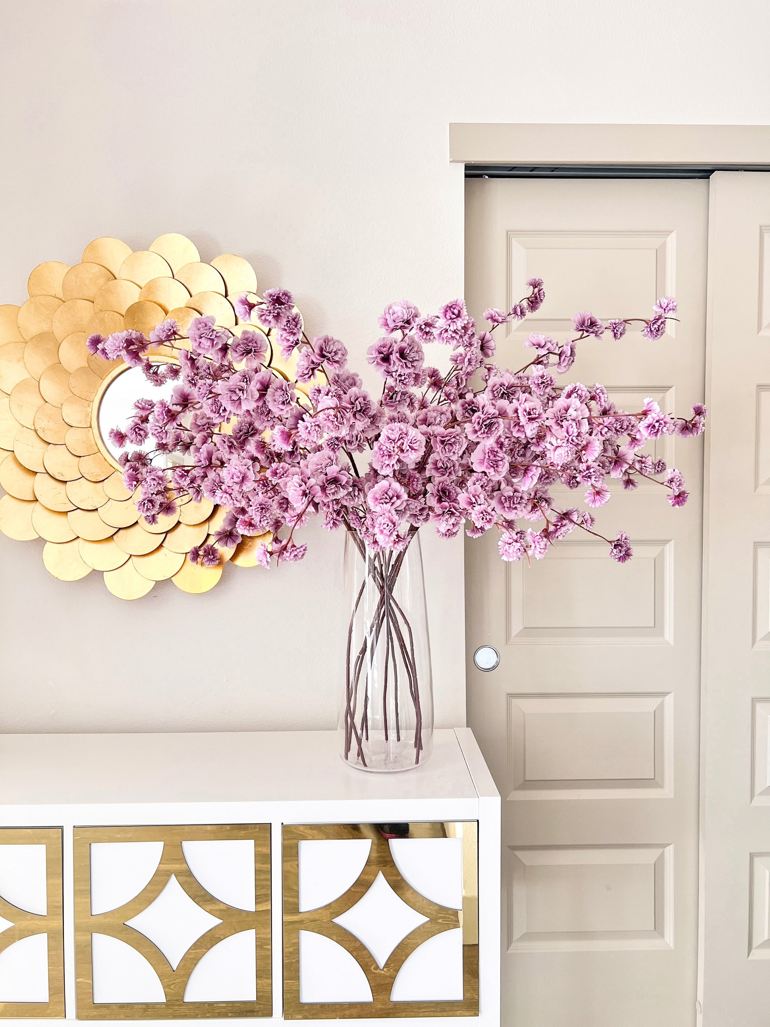 Purple Artificial Spring Cherry Blossom Stems (Pack of 3 Stems) - HTS HOME DECOR