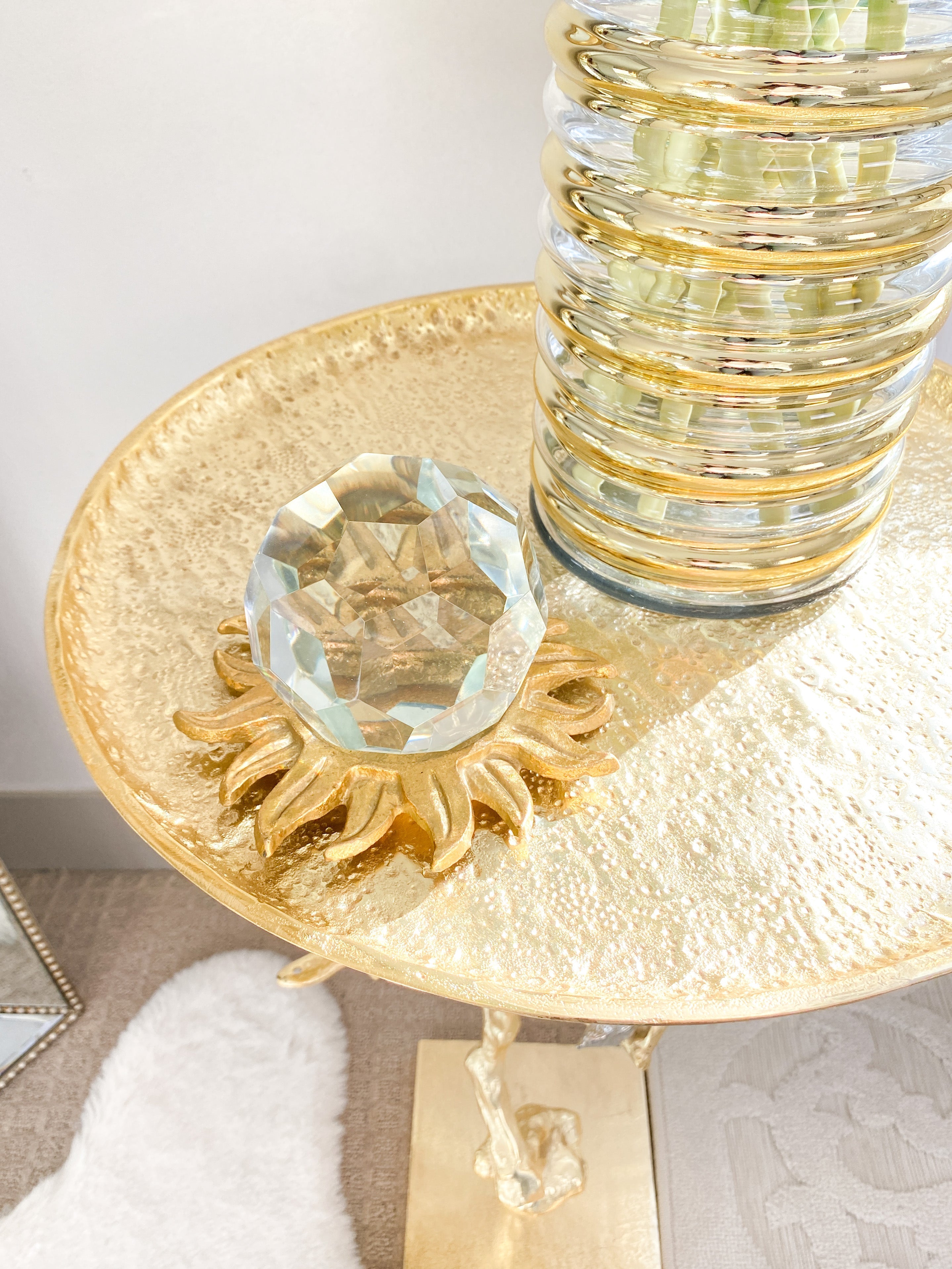 Round Gold Branch End Table - HTS HOME DECOR
