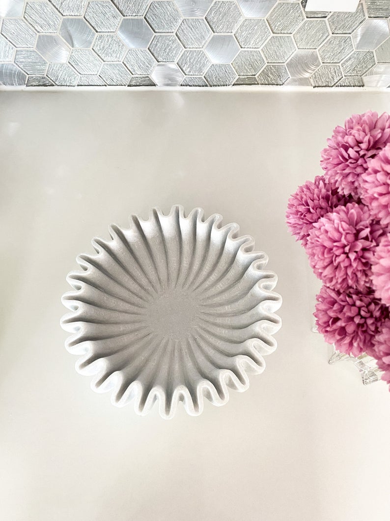 Ruffled Decorative Marble Bowl - HTS HOME DECOR