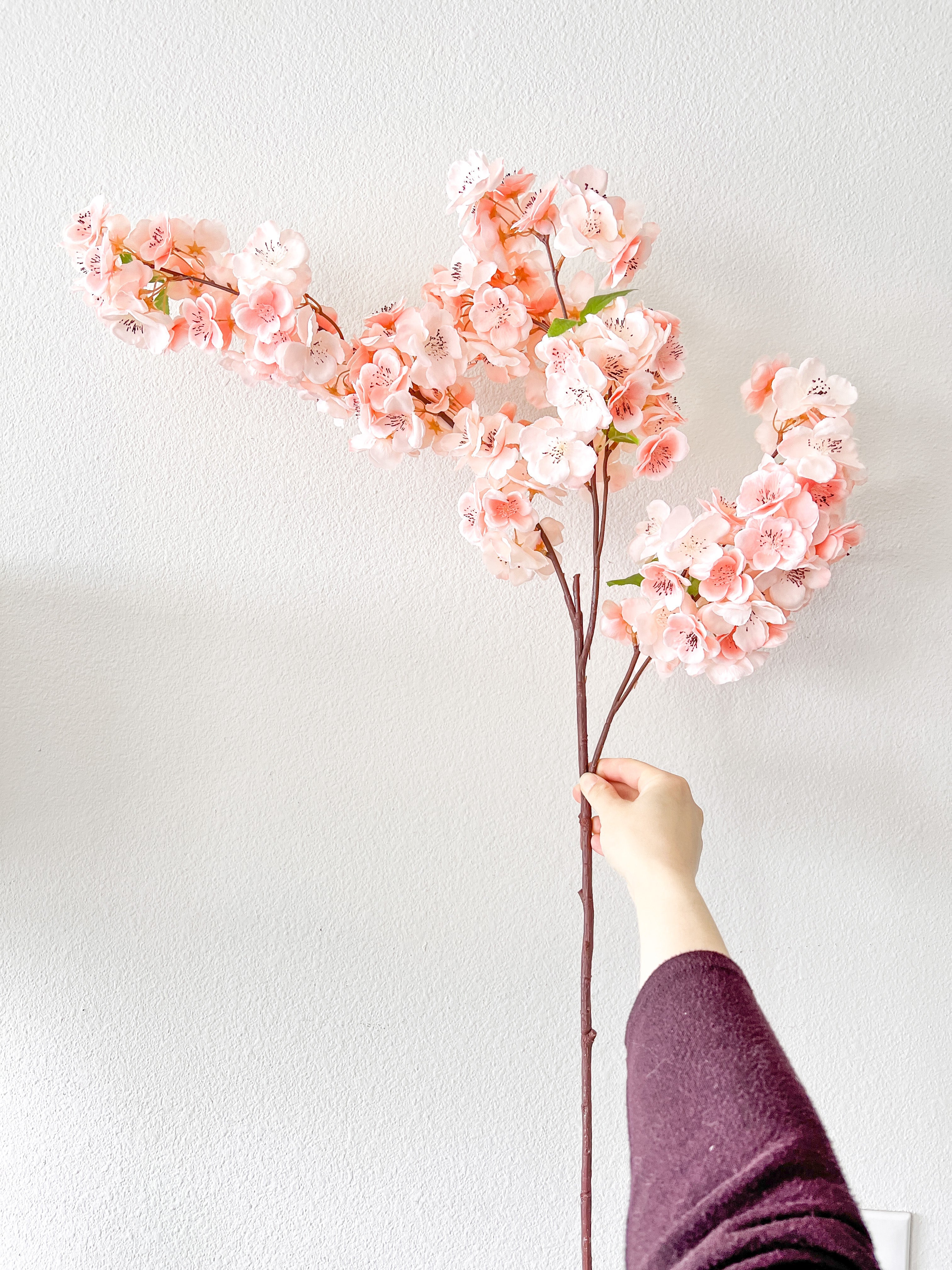 Silk Artificial Pink Cherry Blossom Stem - HTS HOME DECOR