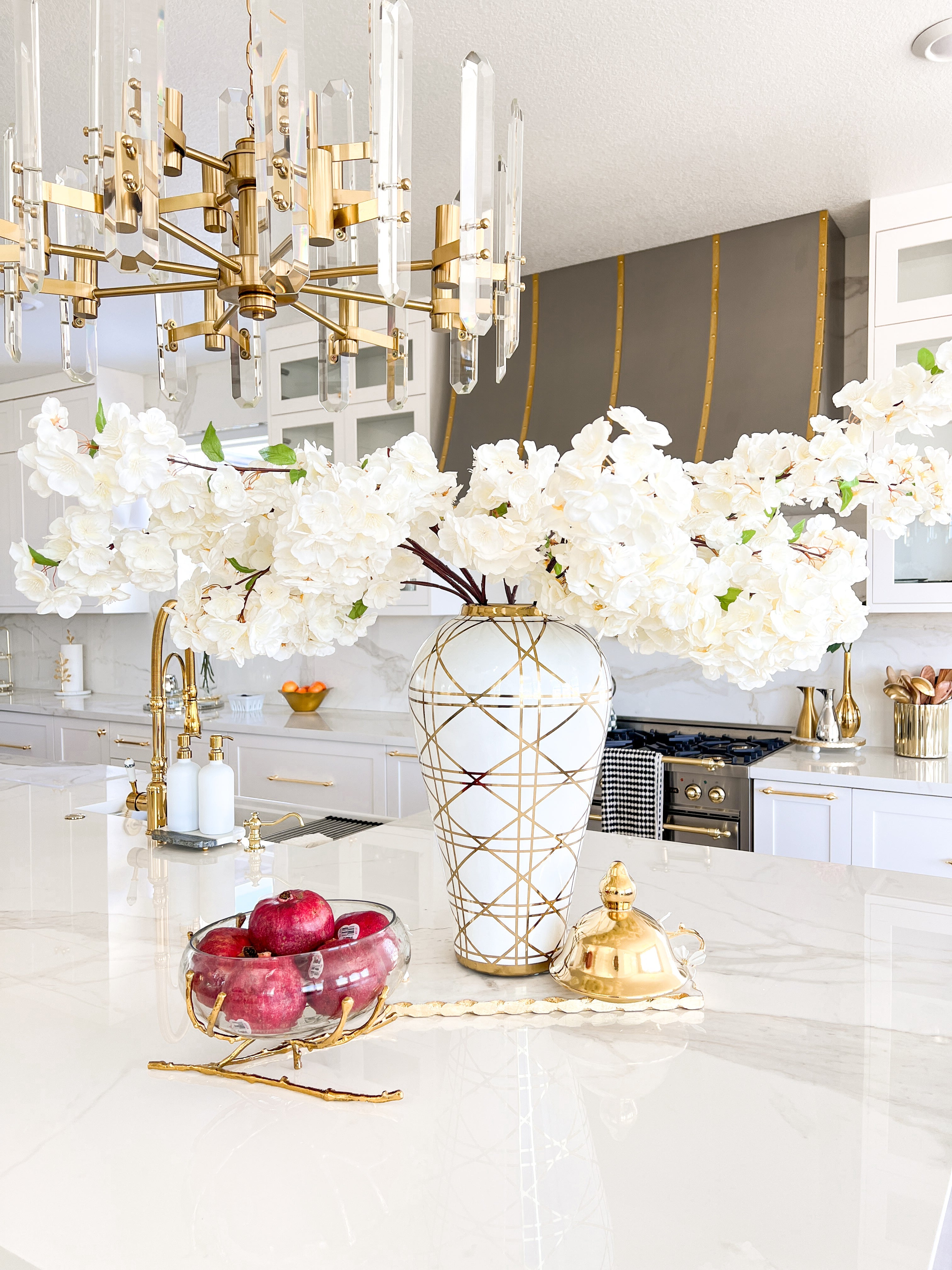 Silk Artificial White Cherry Blossom Stem - HTS HOME DECOR