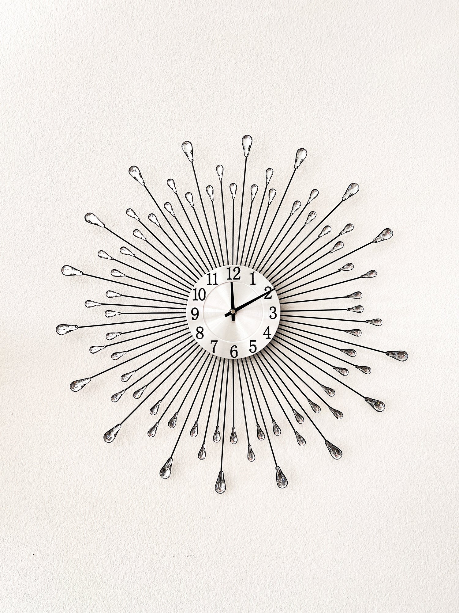 Silver Sunburst Wall Clock HTS HOME DECOR