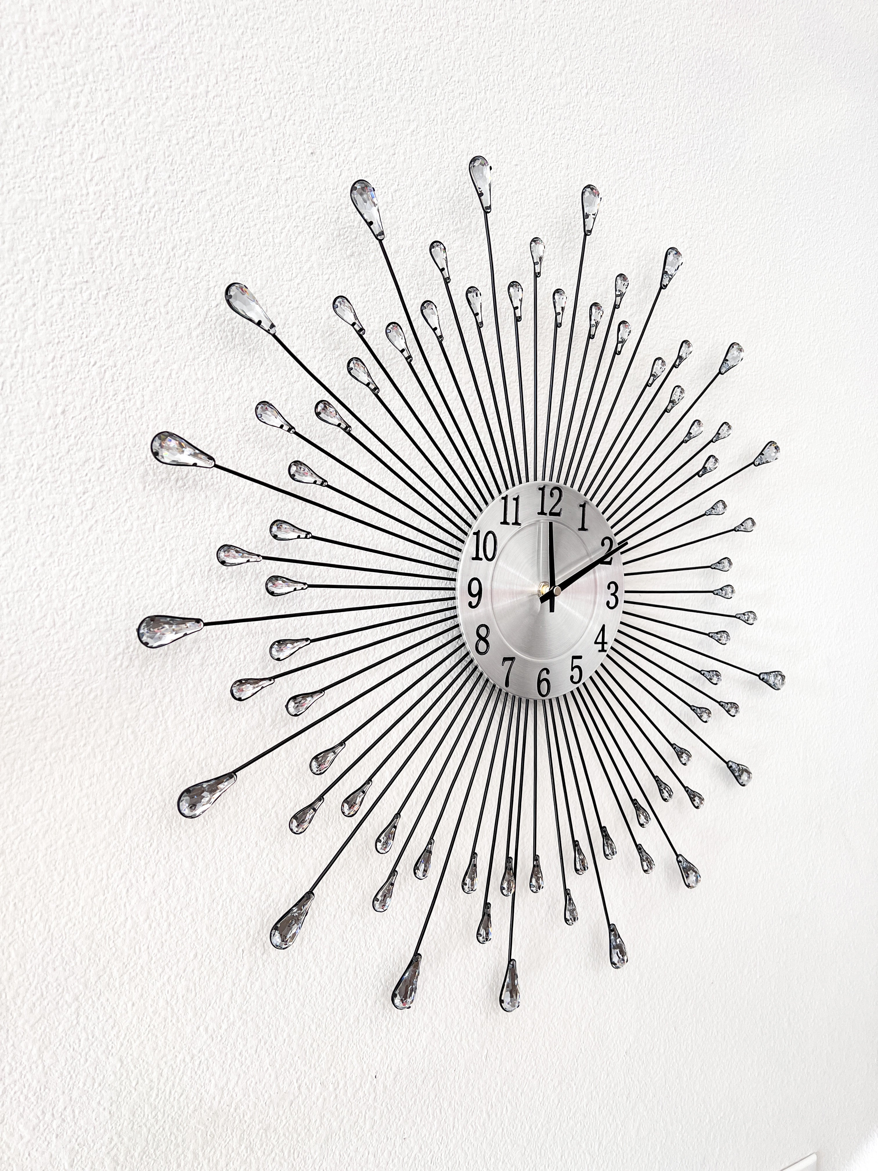 Silver Sunburst Wall Clock - HTS HOME DECOR