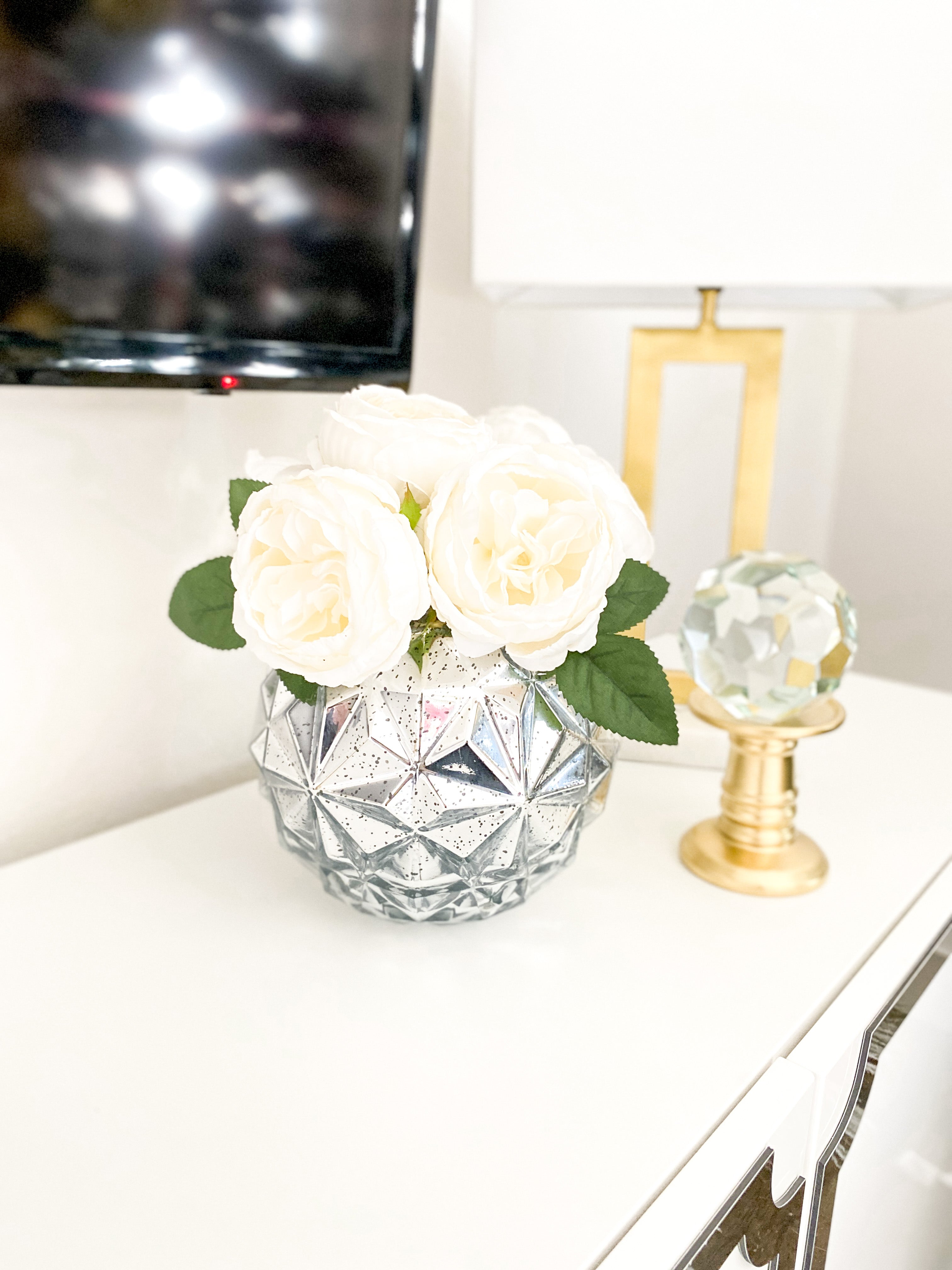 Silver Textured Orb Glass Vase - HTS HOME DECOR