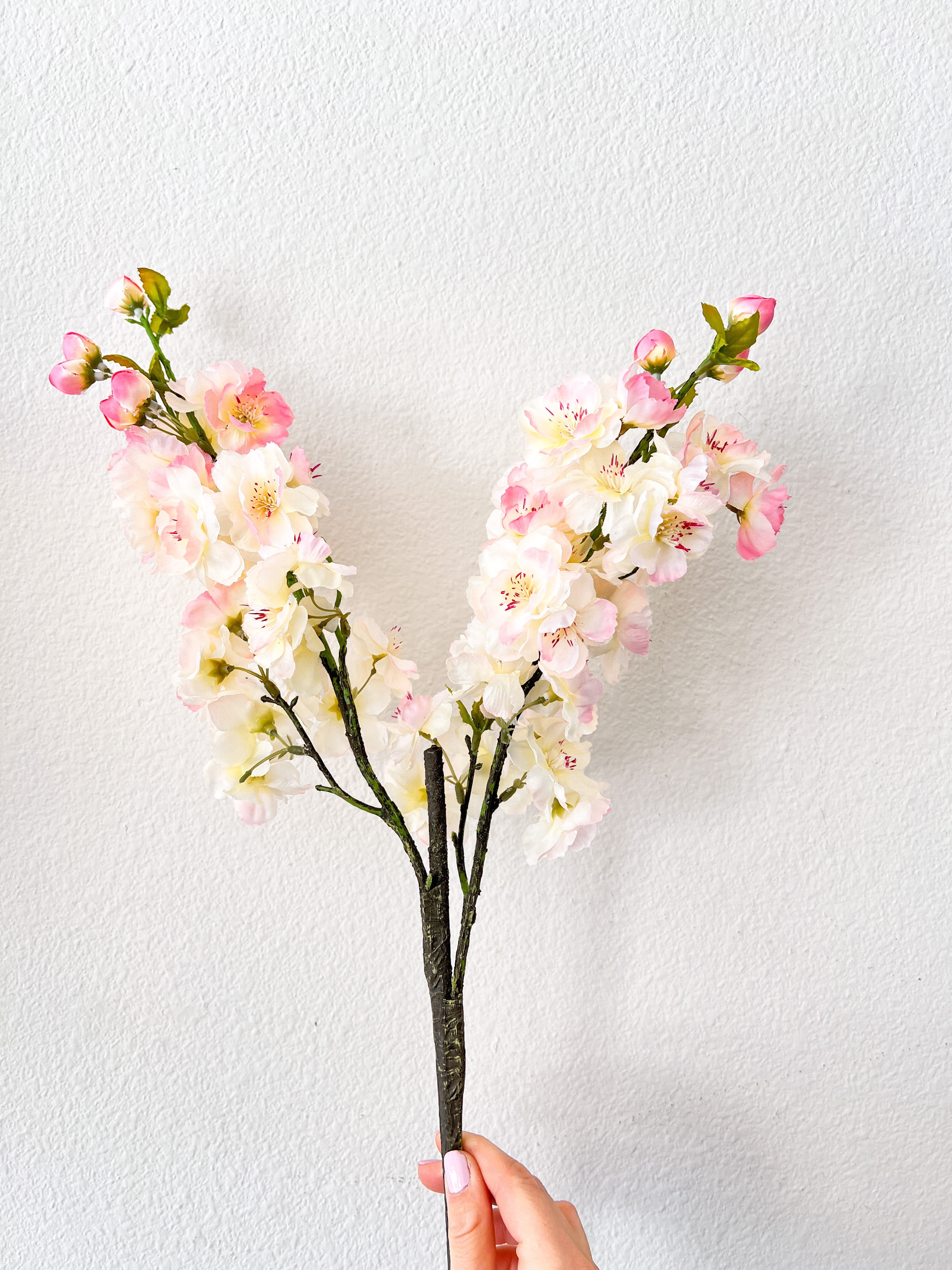 Two Tone Faux Silk Cherry Blossom ( Pack of 3 Stems) - HTS HOME DECOR