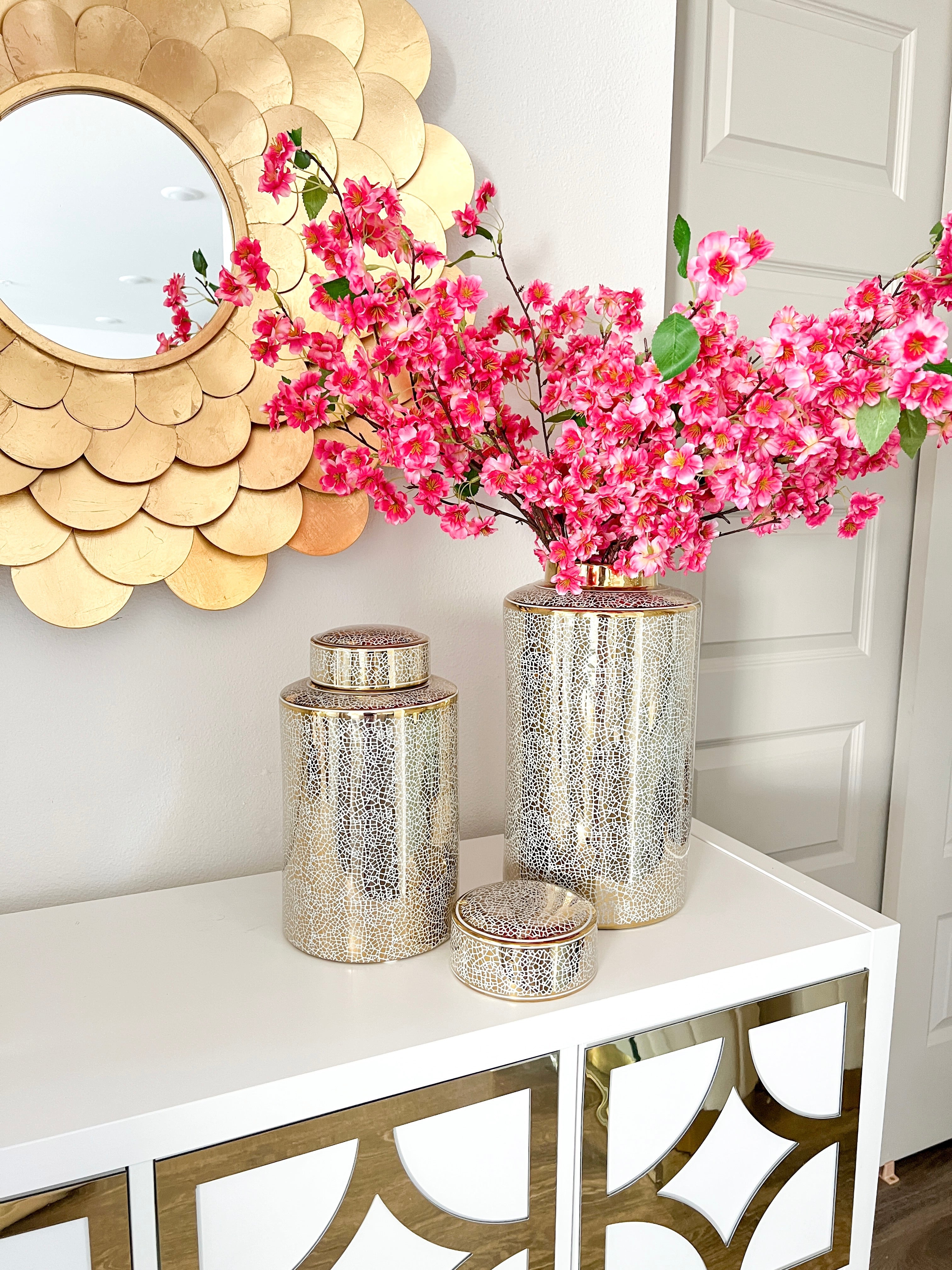 Two Tone Gold Jar (Two sizes) - HTS HOME DECOR