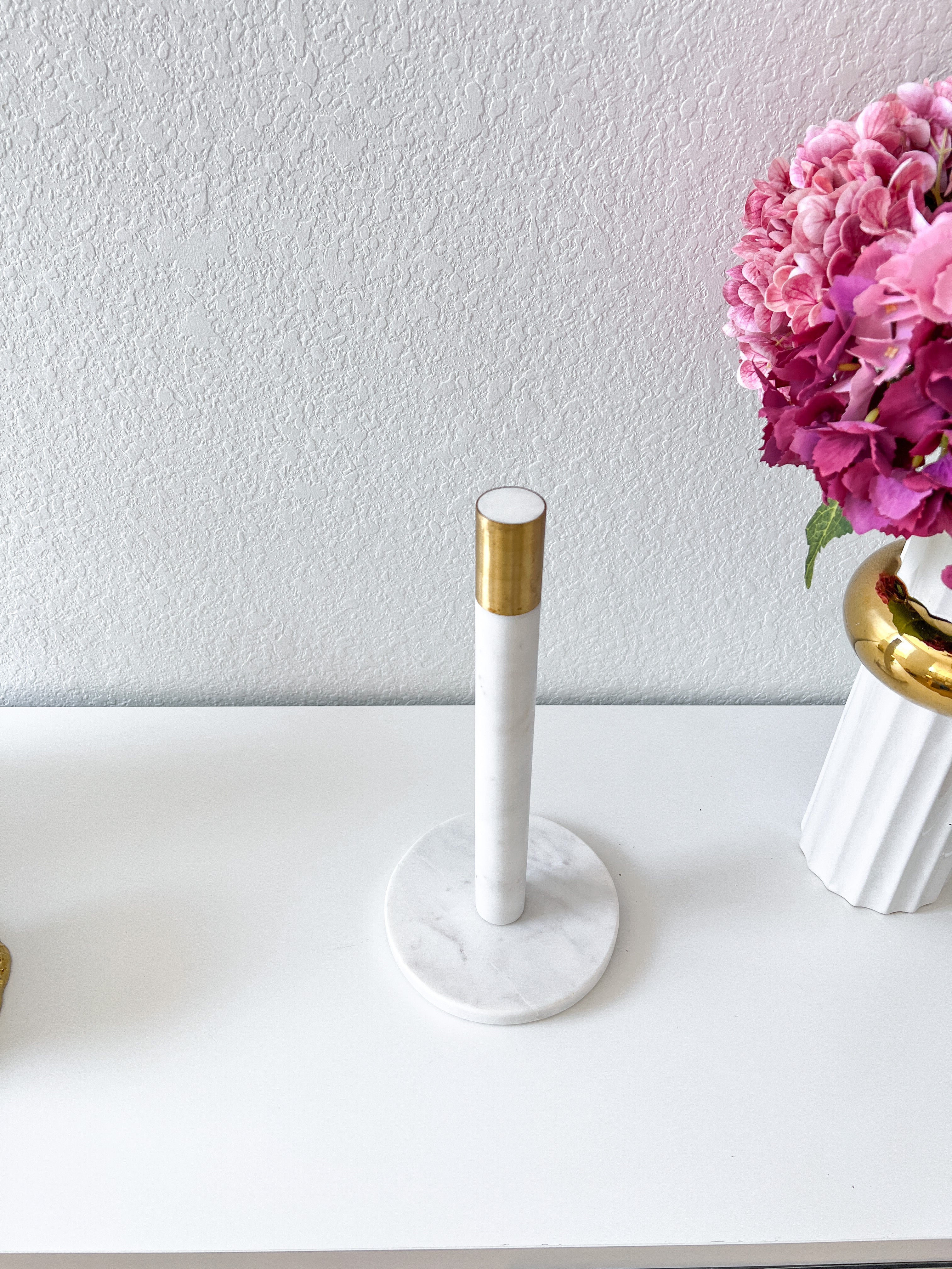 White and Gold Marble Paper Towel Holder - HTS HOME DECOR