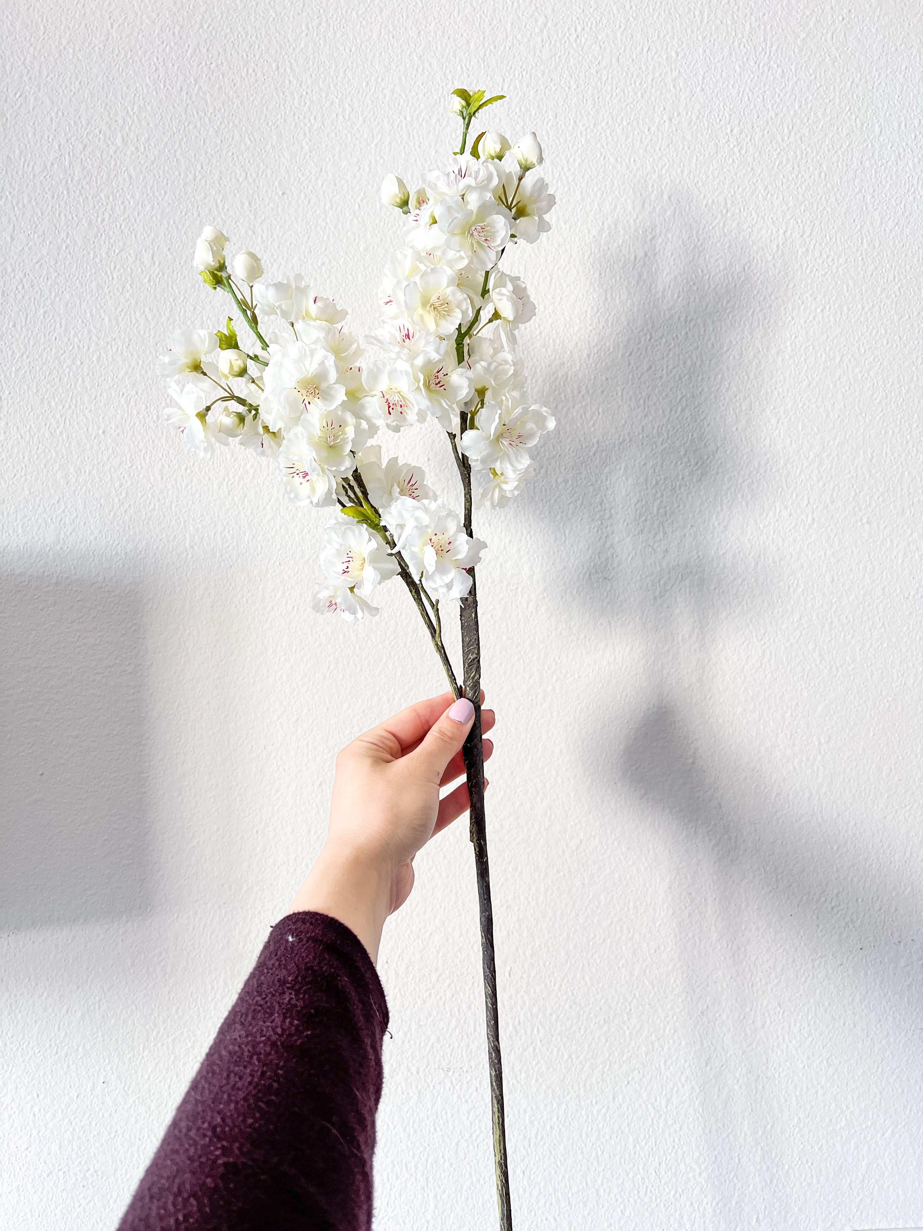White Faux Cherry Blossom Stem (Pack of 3) - HTS HOME DECOR