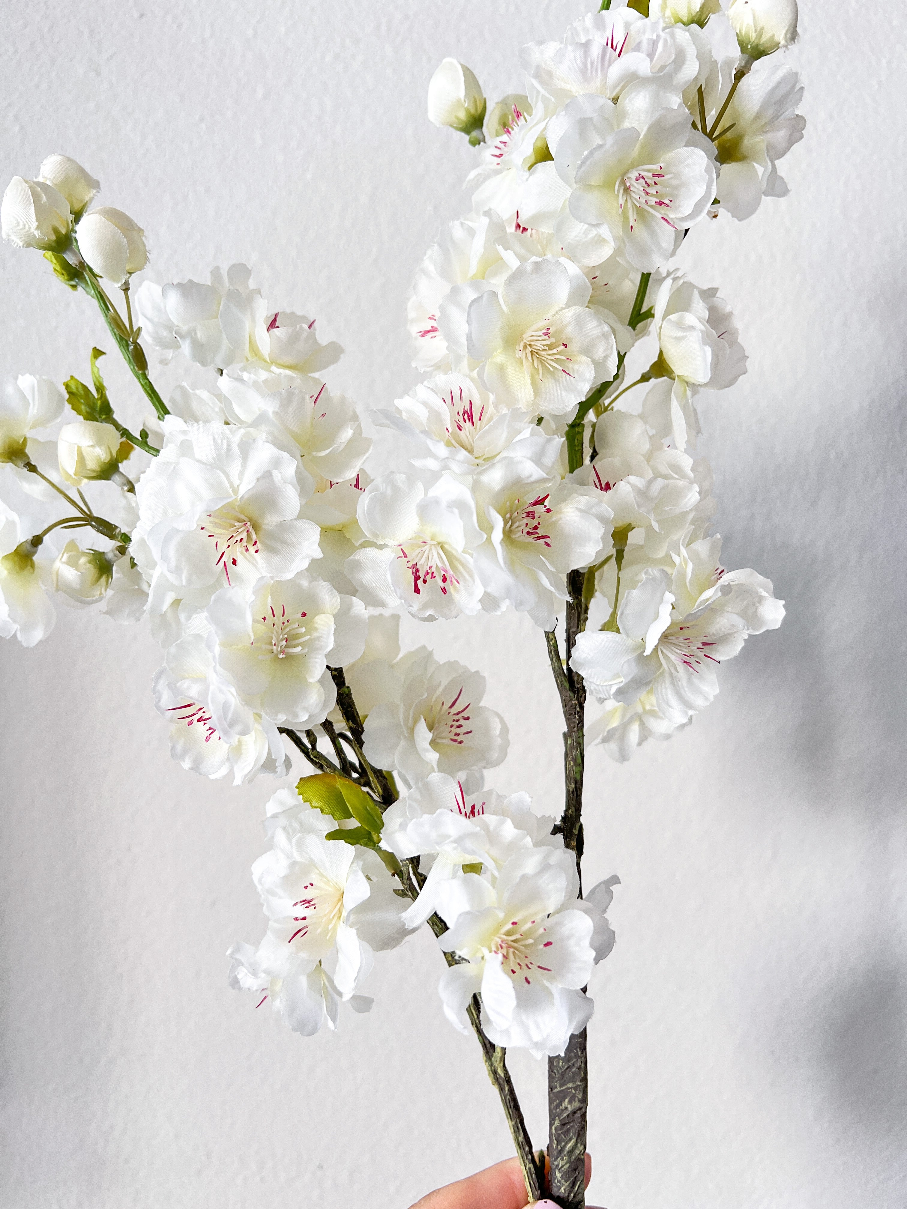 White Faux Cherry Blossom Stem (Pack of 3) - HTS HOME DECOR