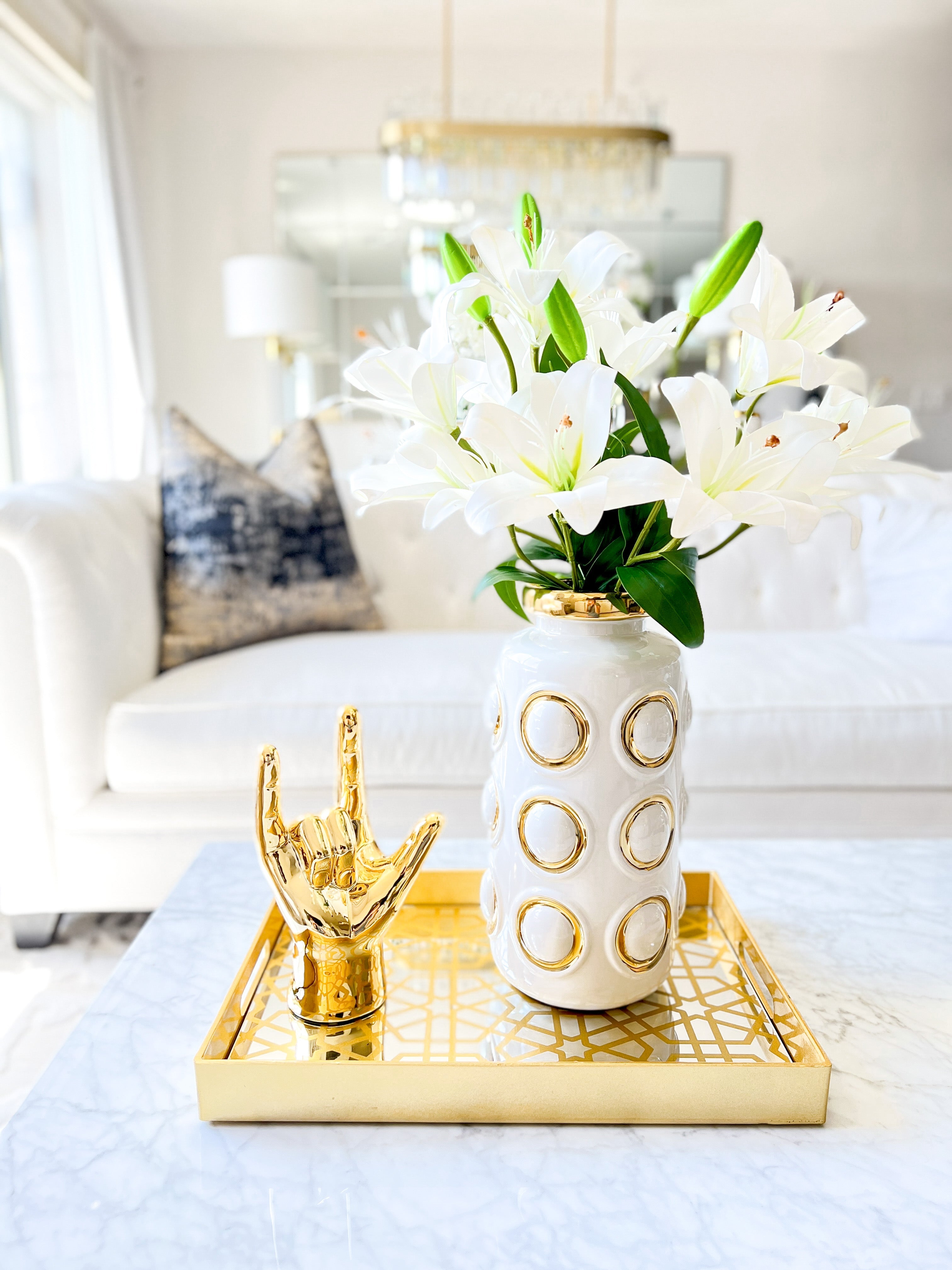 White & Gold Ceramic Vase (Two Sizes) - HTS HOME DECOR